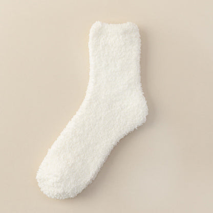 Plusock Solid Color Coral Fleece Quarter Socks(6 Pairs) - White - EU39-44(US6-10) - image 7