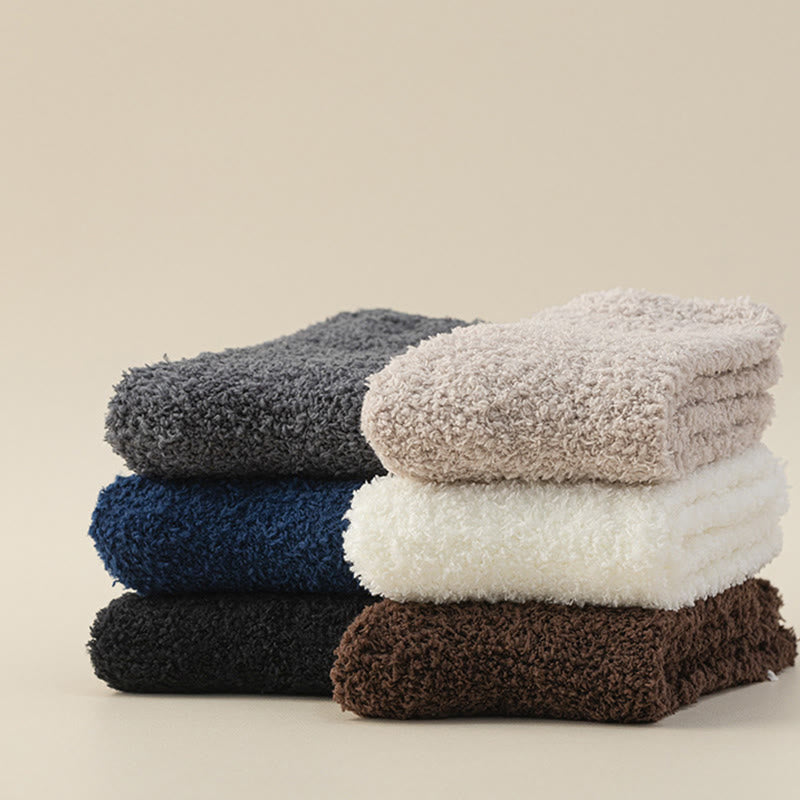 Plusock Solid Color Coral Fleece Quarter Socks(6 Pairs) - Multicolor - EU39-44(US6-10) - image 6