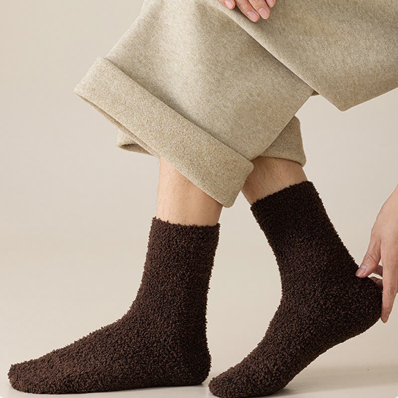 Plusock Solid Color Coral Fleece Quarter Socks(6 Pairs) - image 1