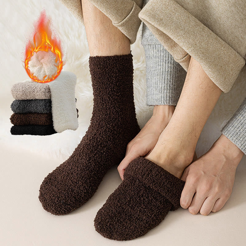 Plusock Solid Color Coral Fleece Quarter Socks(6 Pairs) - image 0