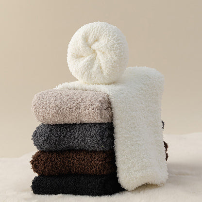 Plusock Solid Color Coral Fleece Quarter Socks(6 Pairs) - image 5