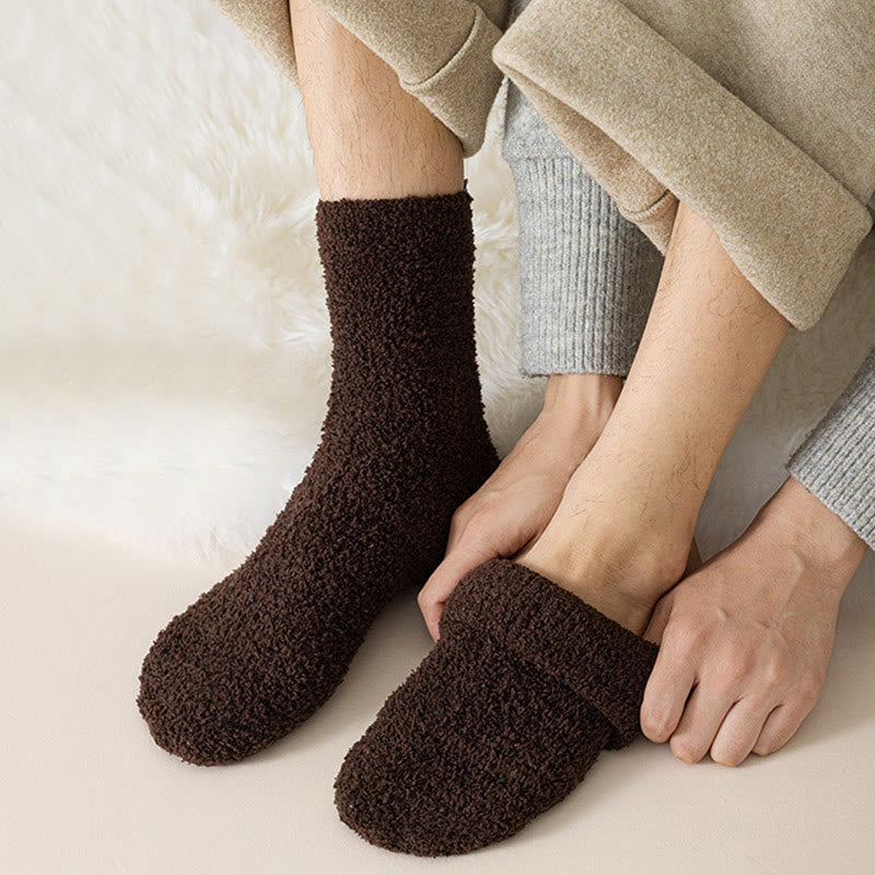 Plusock Solid Color Coral Fleece Quarter Socks(6 Pairs) - image 4