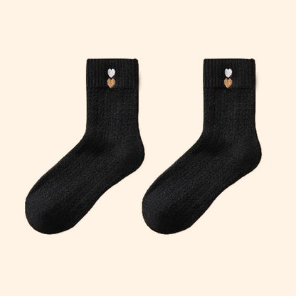 Plusock Heart Pattern Quarter Socks(3 Pairs) - Black - EU36-40(US3-7) - image 14