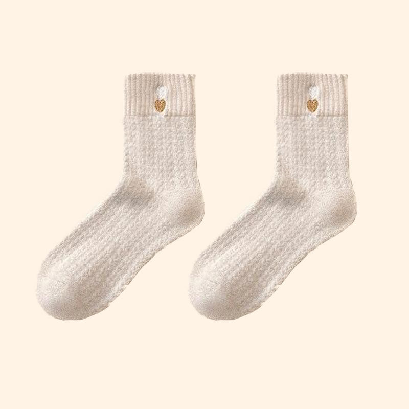 Plusock Heart Pattern Quarter Socks(3 Pairs) - Beige - EU36-40(US3-7) - image 12
