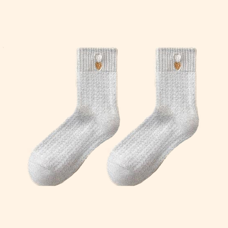 Plusock Heart Pattern Quarter Socks(3 Pairs) - Grey - EU36-40(US3-7) - image 15