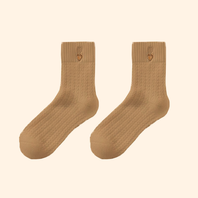 Plusock Heart Pattern Quarter Socks(3 Pairs) - Coffee - EU36-40(US3-7) - image 11