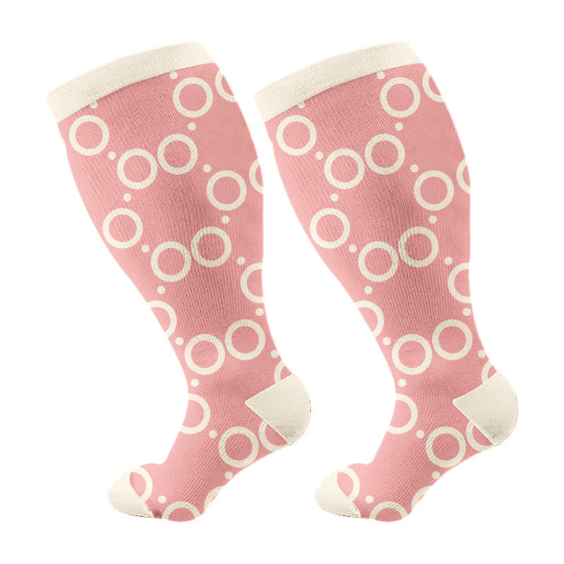 Plusock Plus Size Abstract Colorblock Compression Socks(3 Pairs) - Pink(1 Pair) - 4XL - image 5
