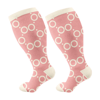 Plusock Plus Size Abstract Colorblock Compression Socks(3 Pairs) - Pink(1 Pair) - 4XL - image 5