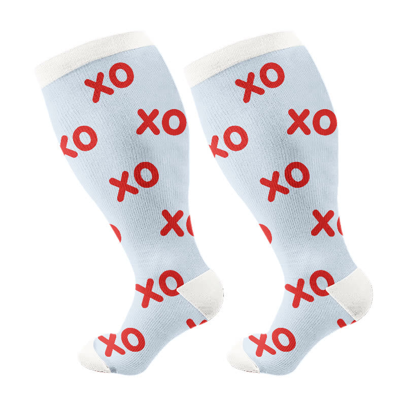 Plusock Plus Size Abstract Colorblock Compression Socks(3 Pairs) - Blue(1 Pair) - 4XL - image 7