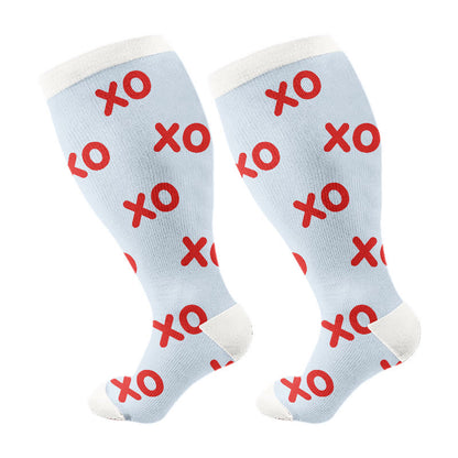 Plusock Plus Size Abstract Colorblock Compression Socks(3 Pairs) - Blue(1 Pair) - 4XL - image 7