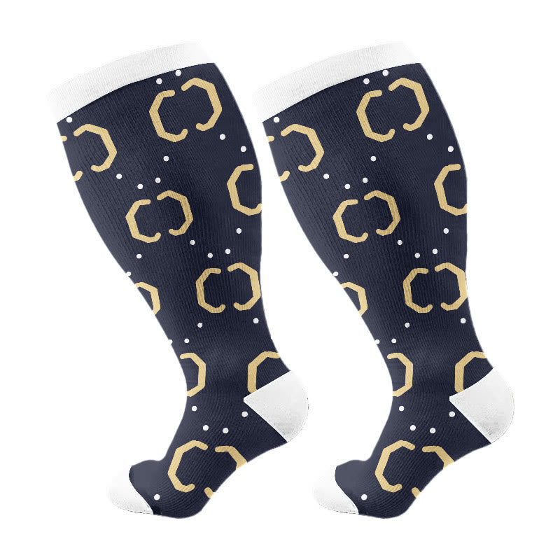 Plusock Plus Size Abstract Colorblock Compression Socks(3 Pairs) - Navy Blue(1 Pair) - 4XL - image 6