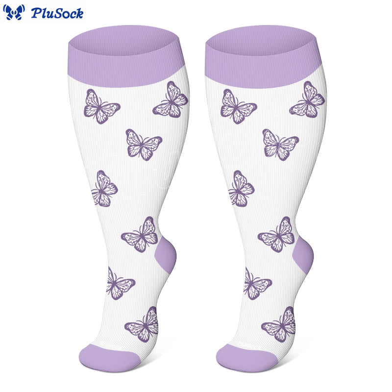 Plusock Plus Size Soft Bloom Floral Compression Socks(3 Pairs) - image 4