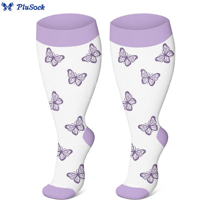 Plusock Plus Size Soft Bloom Floral Compression Socks(3 Pairs) - image 4