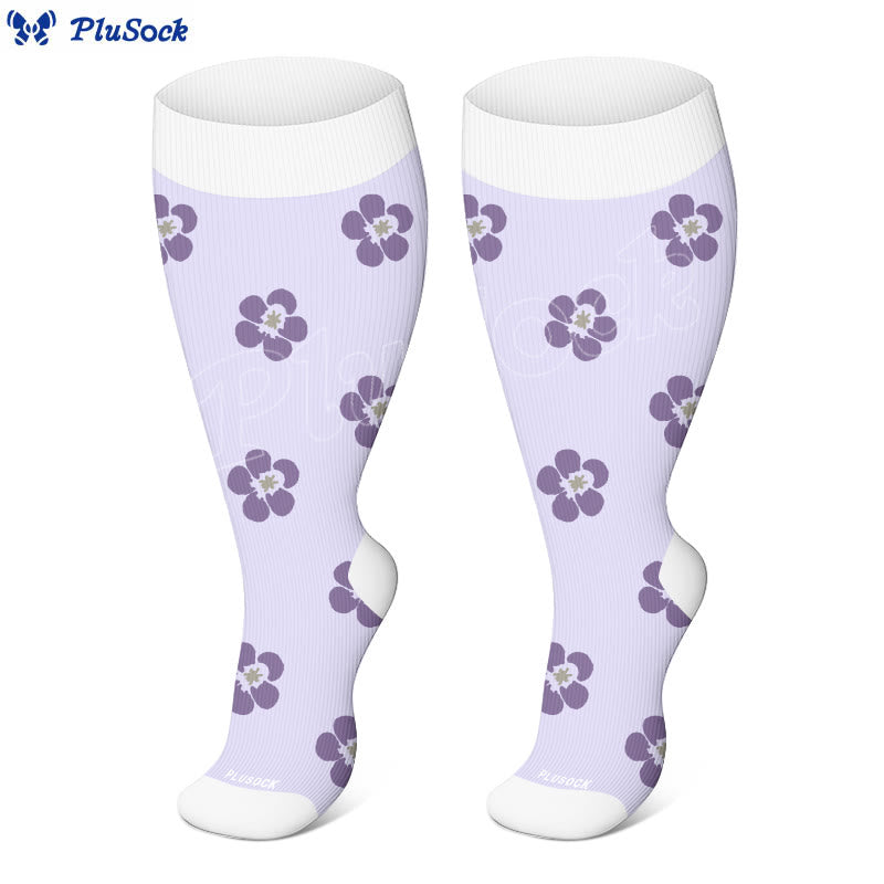 Plusock Plus Size Soft Bloom Floral Compression Socks(3 Pairs) - image 2