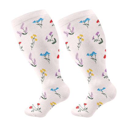 Plusock Plus Size Pastel Garden Compression Socks(3 Pairs) - Pink(1 Pair) - 4XL - image 7