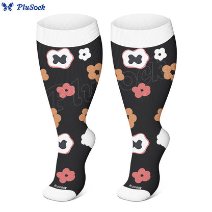 Plusock Plus Size Playful Floral Compression Socks(3 Pairs) - image 2