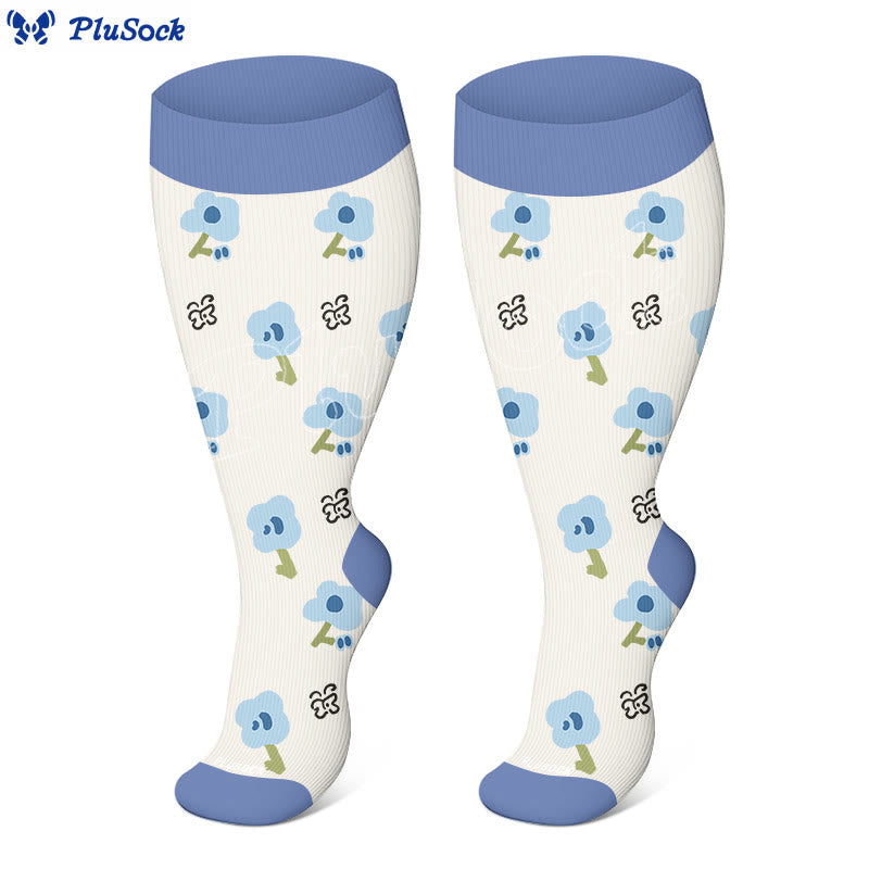 Plusock Plus Size Playful Floral Compression Socks(3 Pairs) - image 4