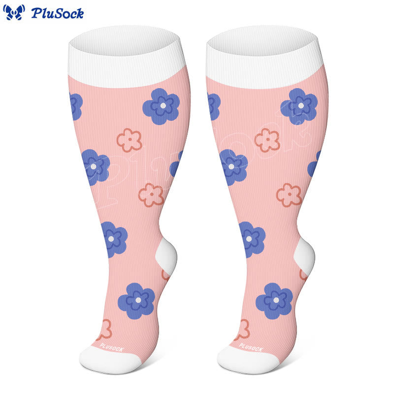 Plusock Plus Size Playful Floral Compression Socks(3 Pairs) - image 3