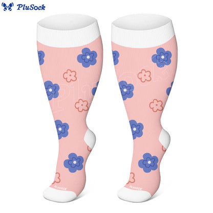 Plusock Plus Size Playful Floral Compression Socks(3 Pairs) - image 3
