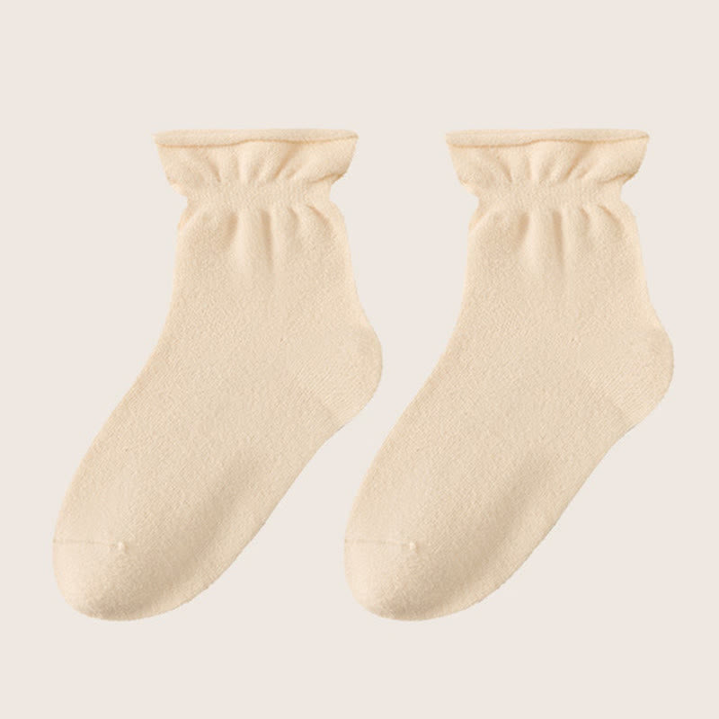 Plusock Double Sided Fleece Sleep Socks(3 Pairs) - Beige - EU36-40(US3-7) - image 13