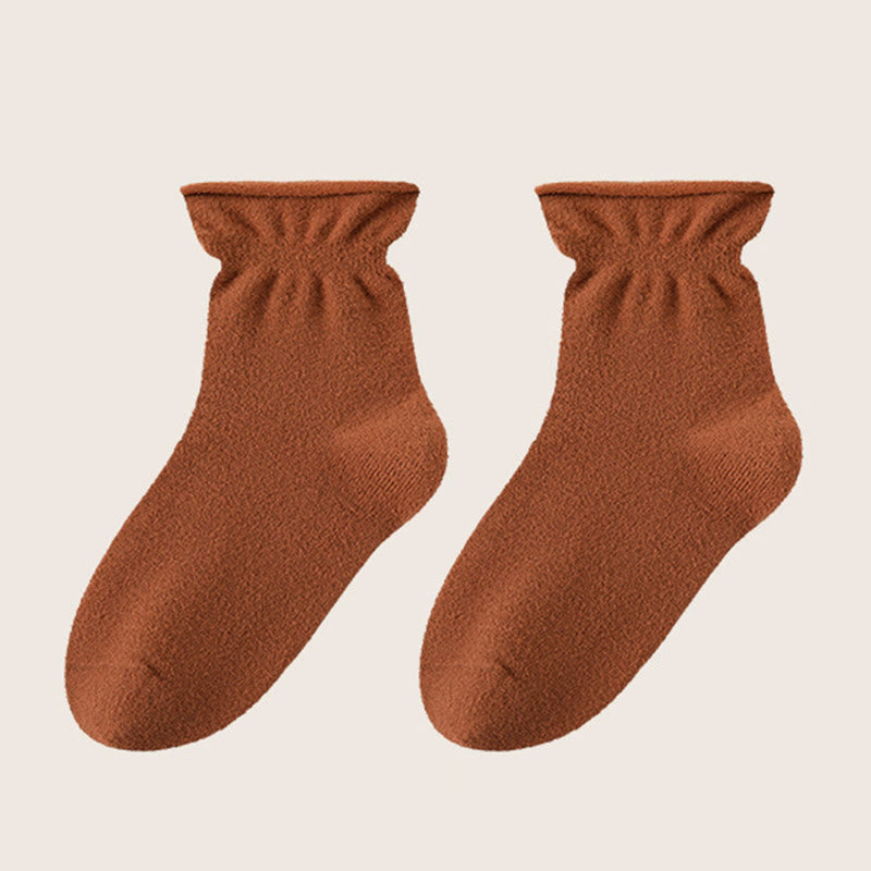 Plusock Double Sided Fleece Sleep Socks(3 Pairs) - Brown - EU36-40(US3-7) - image 17