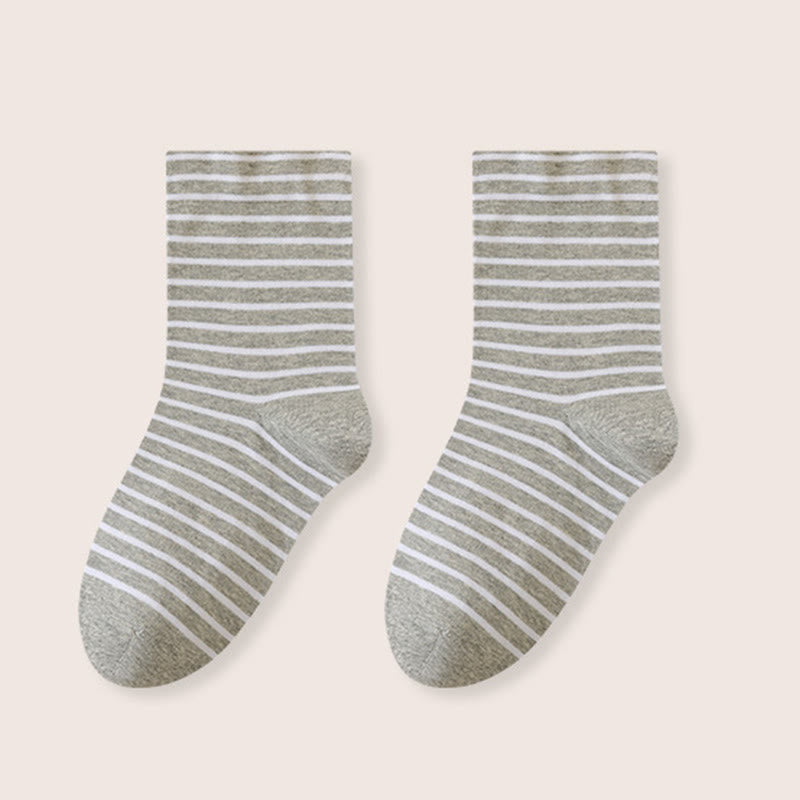 Plusock Stripe Pure Cotton Sleep Socks(3 Pairs) - Light Gray - EU39-46(US6-12) - image 15