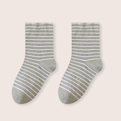Plusock Stripe Pure Cotton Sleep Socks(3 Pairs) - Light Gray - EU39-46(US6-12) - image 15