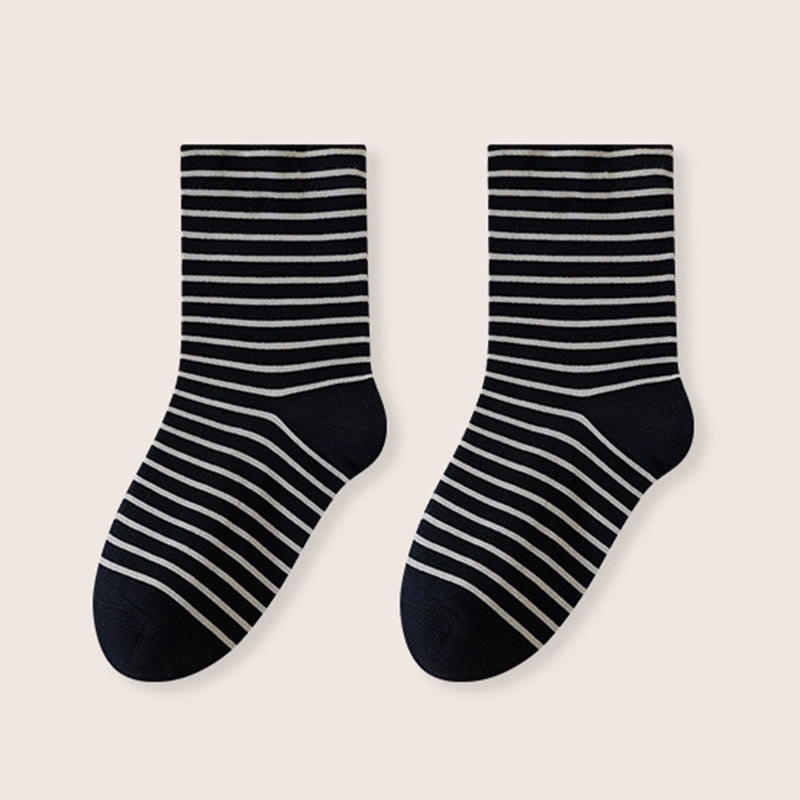 Plusock Stripe Pure Cotton Sleep Socks(3 Pairs) - Black - EU39-46(US6-12) - image 13