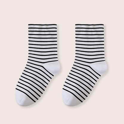Plusock Stripe Pure Cotton Sleep Socks(3 Pairs) - White - EU39-46(US6-12) - image 14