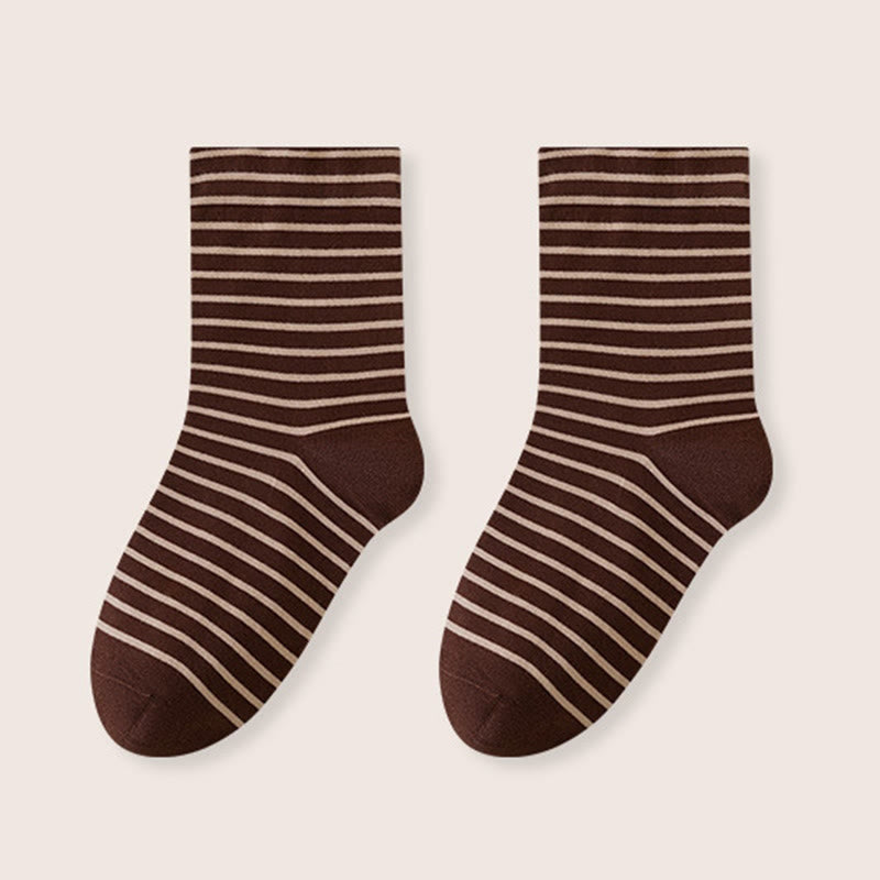 Plusock Stripe Pure Cotton Sleep Socks(3 Pairs) - Coffee - EU39-46(US6-12) - image 16