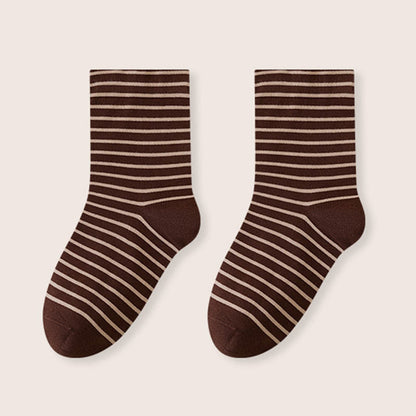 Plusock Stripe Pure Cotton Sleep Socks(3 Pairs) - Coffee - EU39-46(US6-12) - image 16