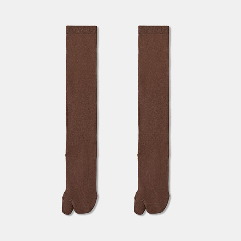 Plusock Two Toe Split Knee High Sleep Socks(3 Pairs) - Coffee - EU36-40(US3-7) - image 13