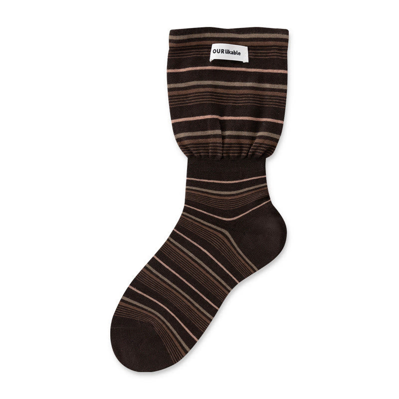 Plusock Stylish Contrast Sleep Socks(5 Pairs) - Brown - EU36-40(US3-7) - image 13