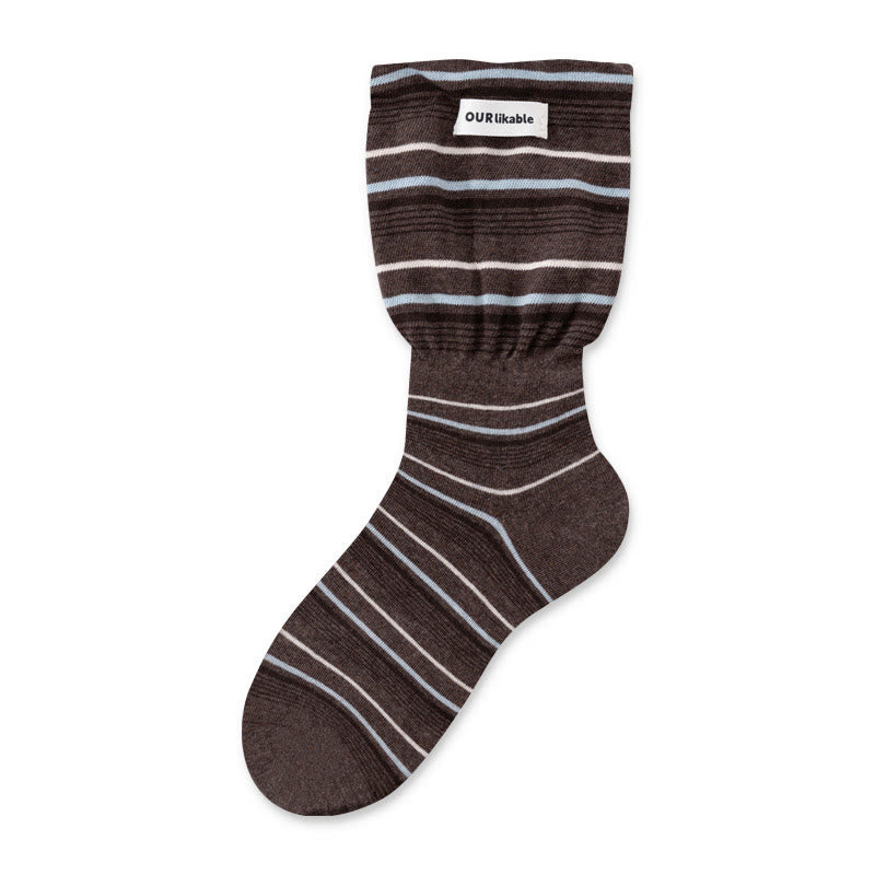 Plusock Stylish Contrast Sleep Socks(5 Pairs) - Coffee - EU36-40(US3-7) - image 14