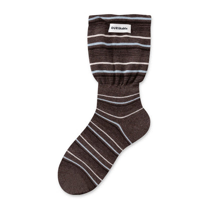 Plusock Stylish Contrast Sleep Socks(5 Pairs) - Coffee - EU36-40(US3-7) - image 14