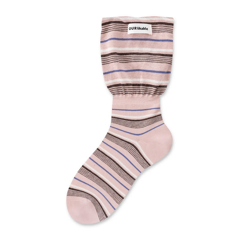 Plusock Stylish Contrast Sleep Socks(5 Pairs) - Pink - EU36-40(US3-7) - image 16