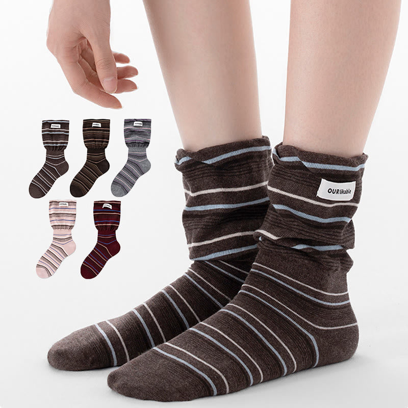 Plusock Stylish Contrast Sleep Socks(5 Pairs) - Multicolor - EU36-40(US3-7) - image 0