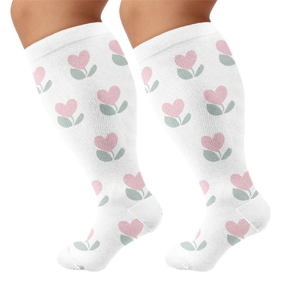 Plusock Plus Size Sweet Garden Compression Socks(3 Pairs) - White(1 Pair) - 4XL - image 6