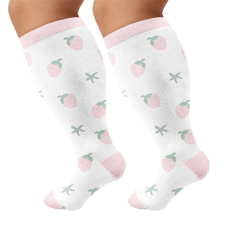Plusock Plus Size Sweet Garden Compression Socks(3 Pairs) - Pink(1 Pair) - 4XL - image 5