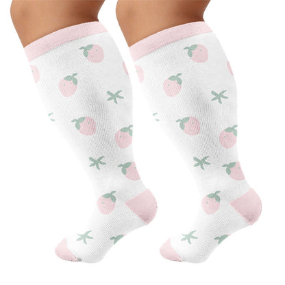 Plusock Plus Size Sweet Garden Compression Socks(3 Pairs) - Pink(1 Pair) - 4XL - image 5