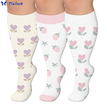 Plusock Plus Size Sweet Garden Compression Socks(3 Pairs) - image 0
