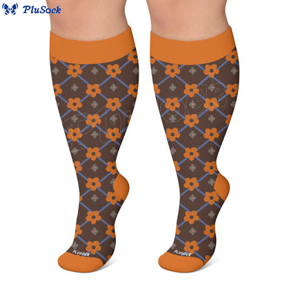 Plusock Plus Size Warm Floral Compression Socks(3 Pairs) - image 4