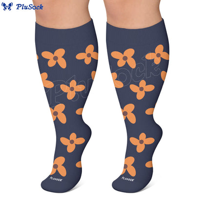 Plusock Plus Size Warm Floral Compression Socks(3 Pairs) - image 2