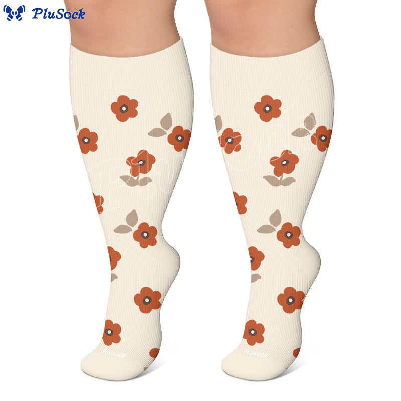 Plusock Plus Size Warm Floral Compression Socks(3 Pairs) - image 3
