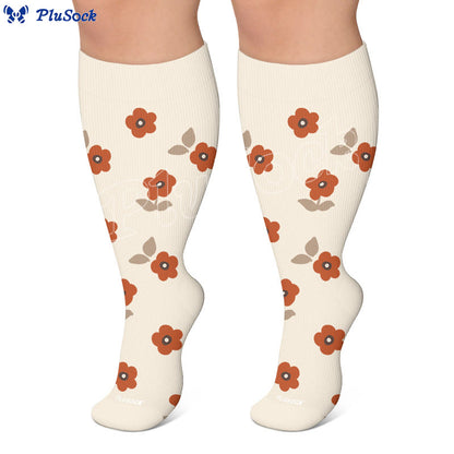 Plusock Plus Size Warm Floral Compression Socks(3 Pairs) - image 3