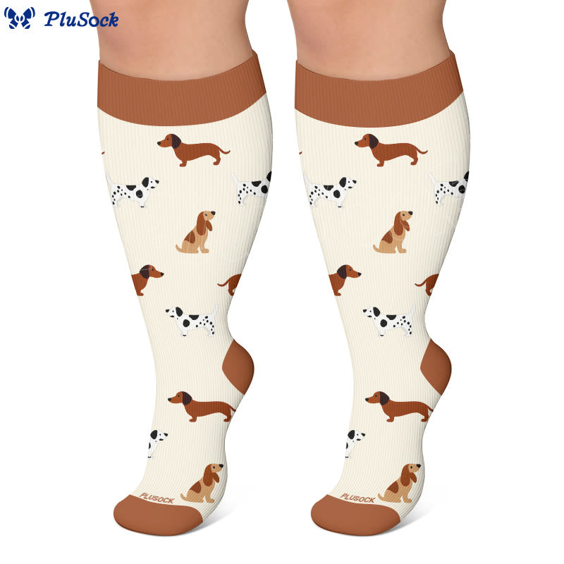 Plusock Plus Size Playful Puppy Compression Socks(3 Pairs) - image 2