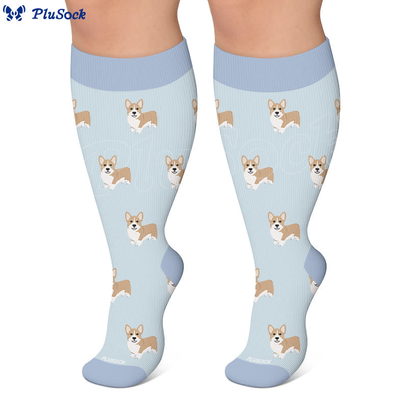 Plusock Plus Size Playful Puppy Compression Socks(3 Pairs) - image 3