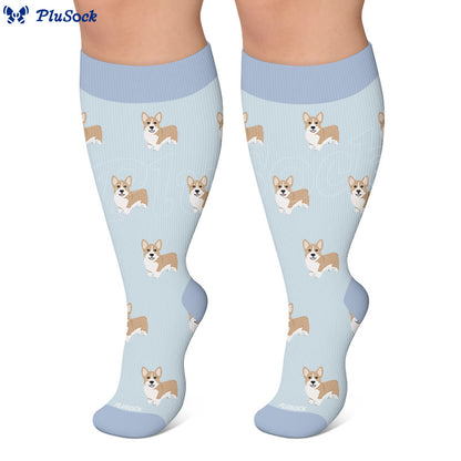 Plusock Plus Size Playful Puppy Compression Socks(3 Pairs) - image 3