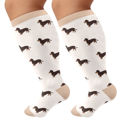 Plusock Plus Size Playful Puppy Compression Socks(3 Pairs) - Khaki(1 Pair) - 4XL - image 6