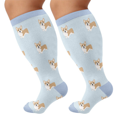Plusock Plus Size Playful Puppy Compression Socks(3 Pairs) - Blue(1 Pair) - 4XL - image 7